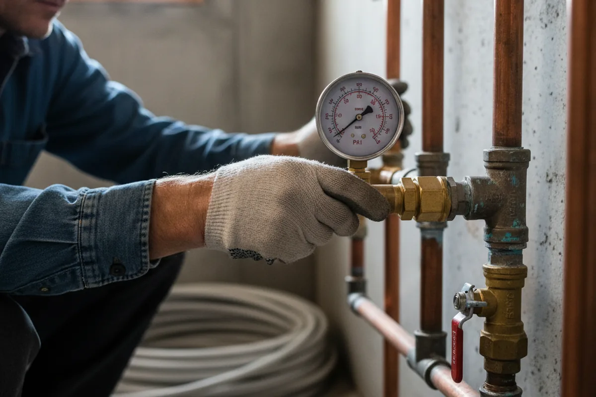 Pressure testing a repaired line during Water Line Repair in Los Alamitos